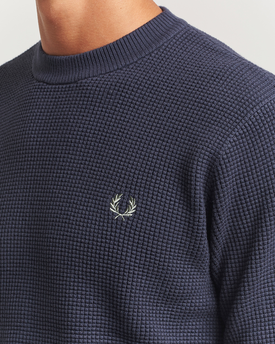 Men | Sweaters & Knitwear | Fred Perry | Waffle Stitch Jumper Dark Airforce