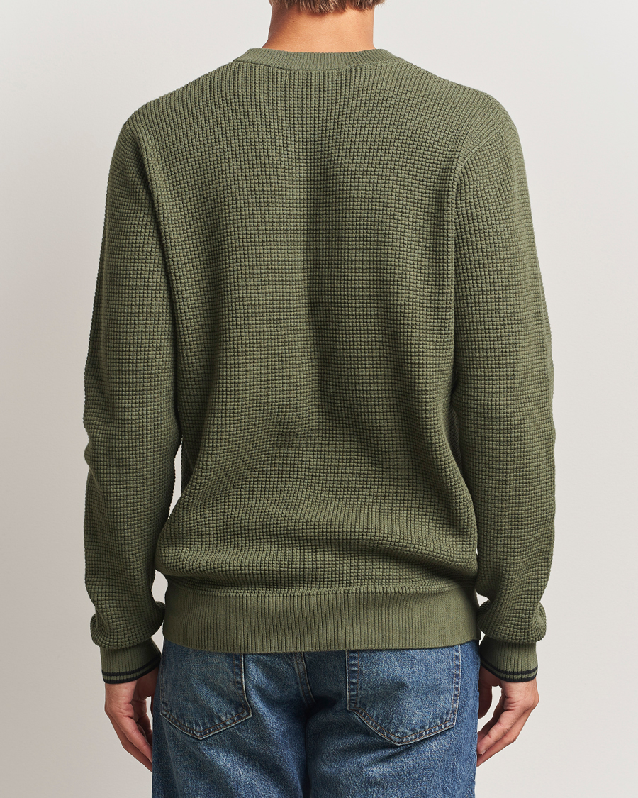 Men | Sweaters & Knitwear | Fred Perry | Waffle Stitch Jumper Laurel Green