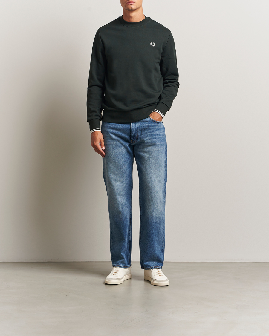 Men | Sweaters & Knitwear | Fred Perry | Crew Neck Sweatshirt Night Green