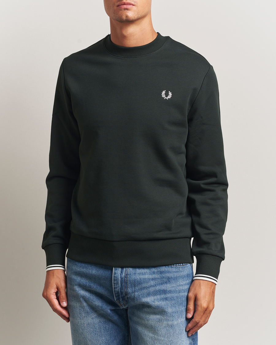 Men | Sweaters & Knitwear | Fred Perry | Crew Neck Sweatshirt Night Green