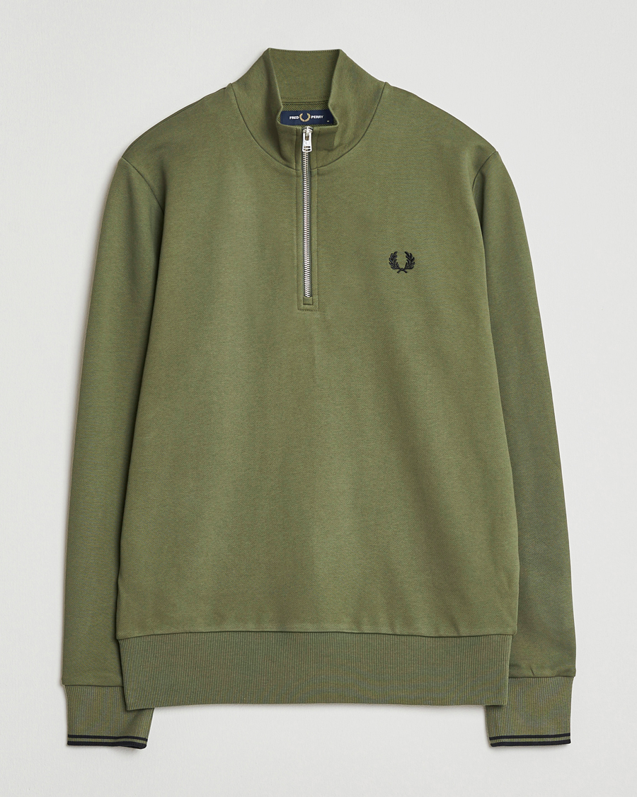 Men | Sweaters & Knitwear | Fred Perry | Half Zip Sweatshirt Night Green