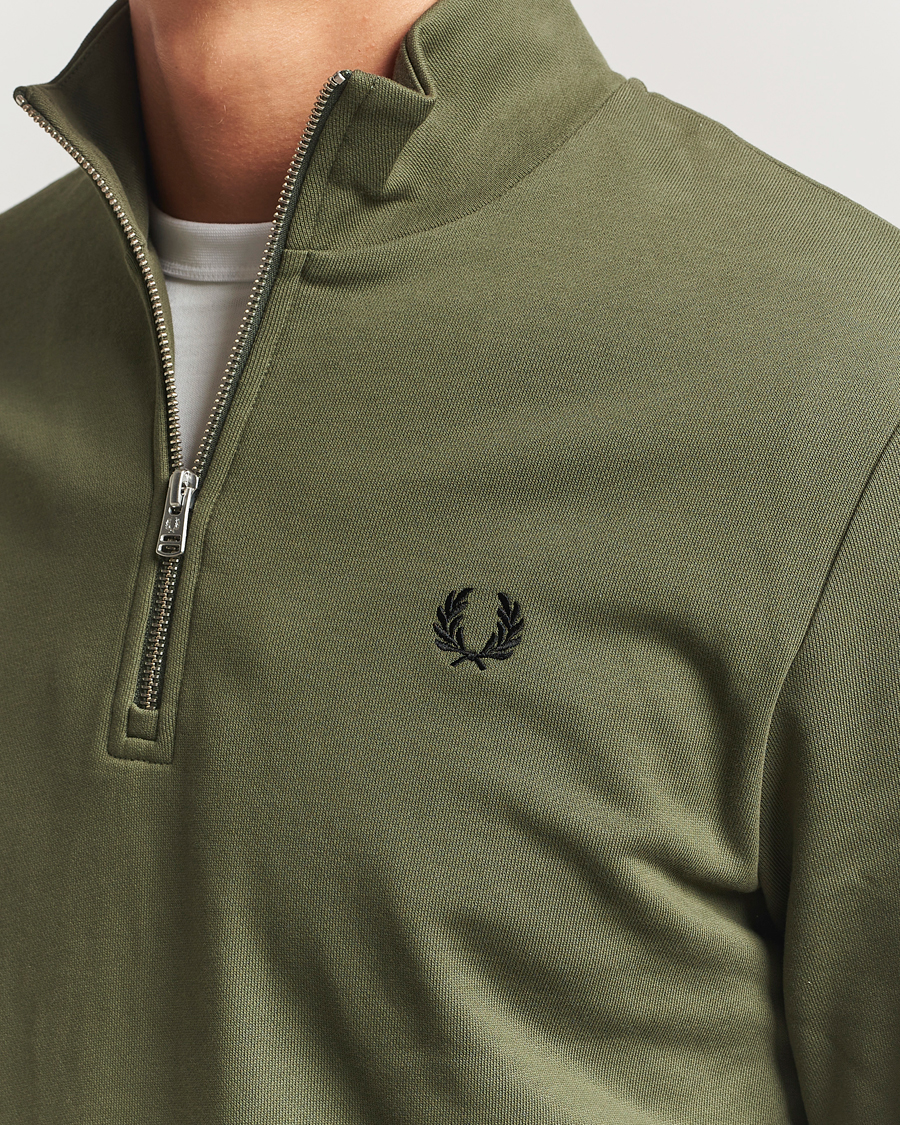 Men | Sweaters & Knitwear | Fred Perry | Half Zip Sweatshirt Night Green