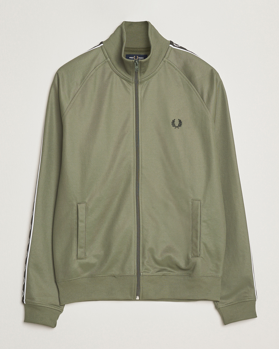 Men | Sweaters & Knitwear | Fred Perry | Taped Track Jacket Laurel Green