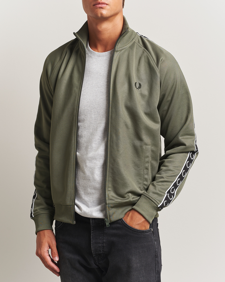 Men | Sweaters & Knitwear | Fred Perry | Taped Track Jacket Laurel Green