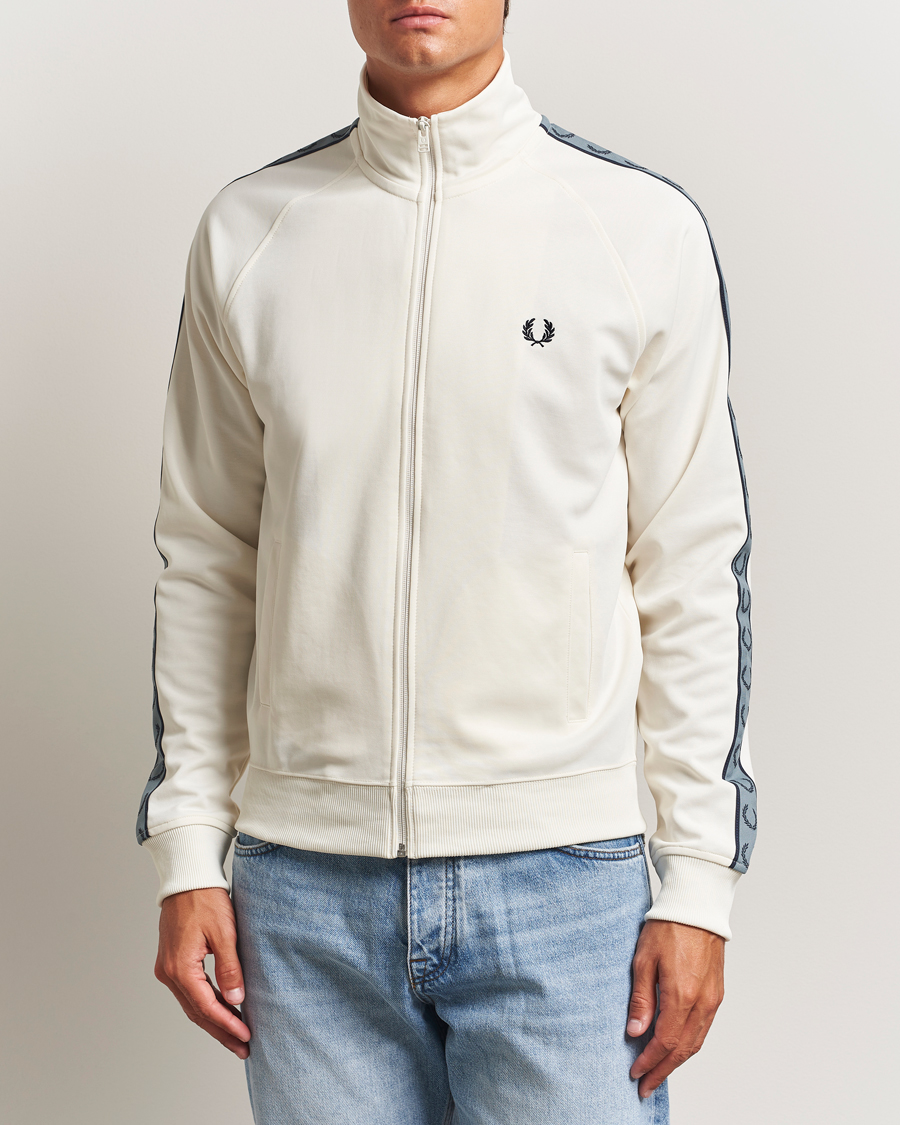 Men | Sweaters & Knitwear | Fred Perry | Taped Track Jacket Ecru