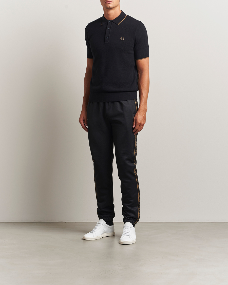 Men | Trousers | Fred Perry | Taped Track Pants Black