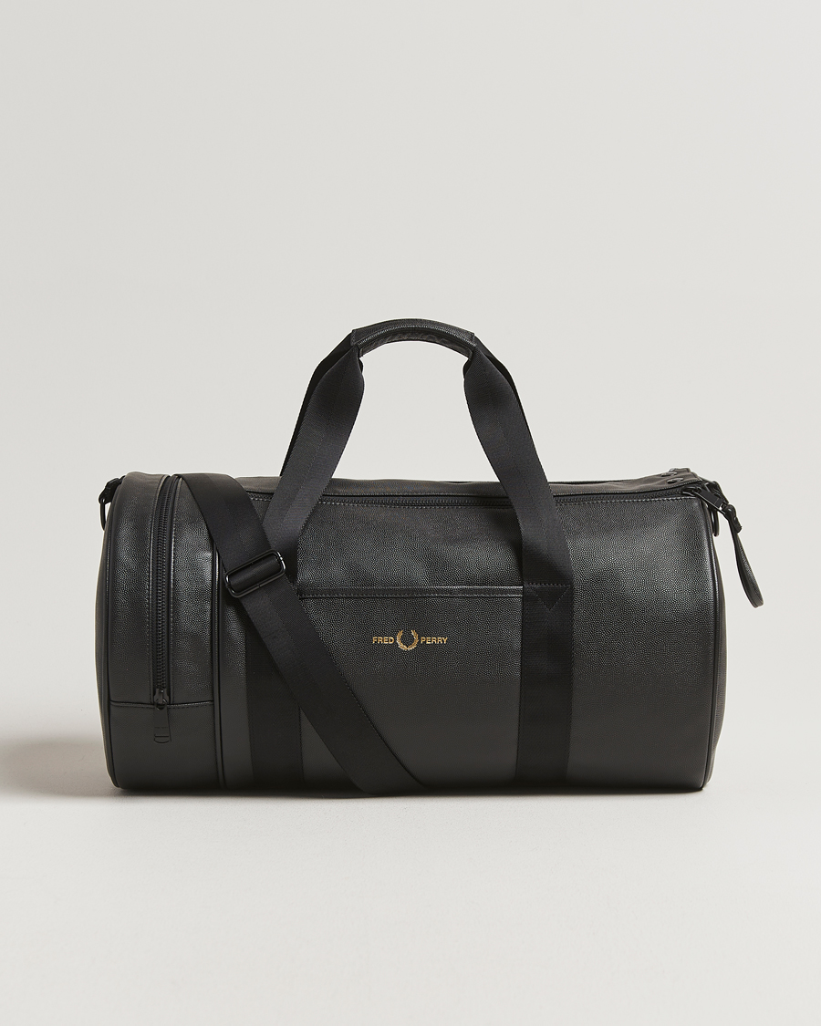 Men | Bags | Fred Perry | Scotch Grain Leather Barrel Bag Black