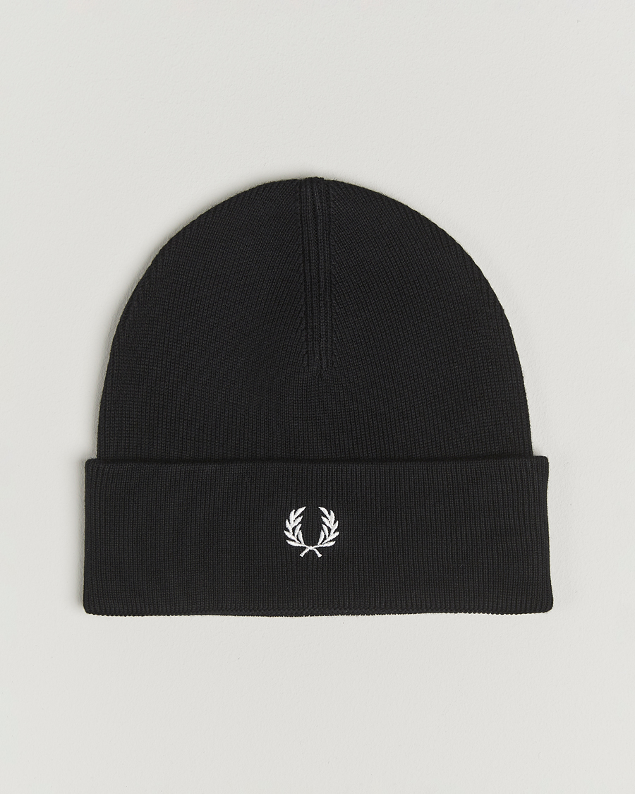 Men | Beanies | Fred Perry | Merino Wool Beanie Black