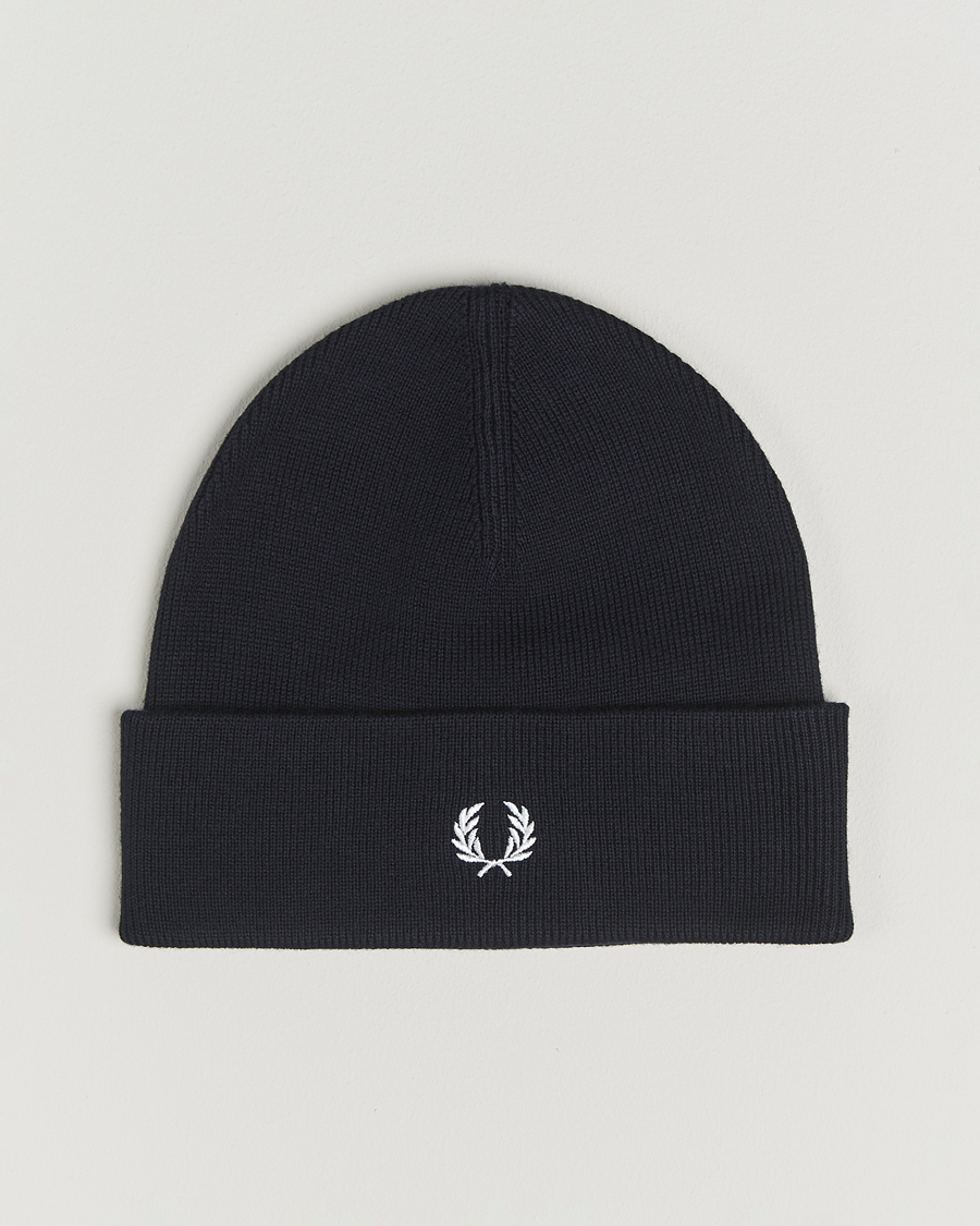 Men | Beanies | Fred Perry | Merino Wool Beanie Navy