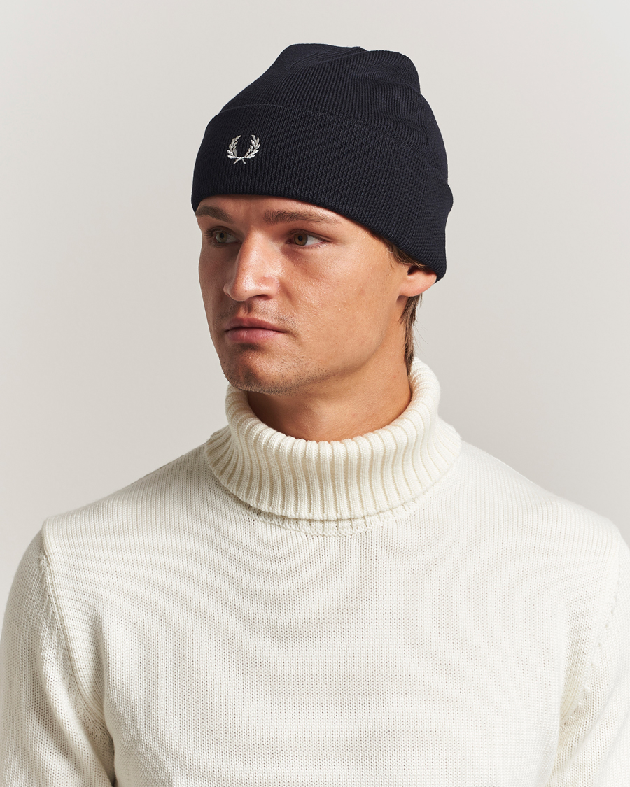 Men | Beanies | Fred Perry | Merino Wool Beanie Navy