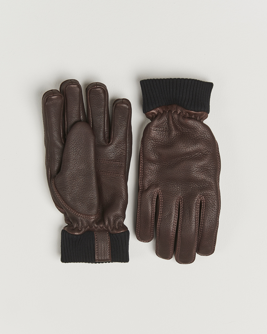 Men | Gloves | Hestra | Tore Deerskin Primaloft Lined Glove Chocolate