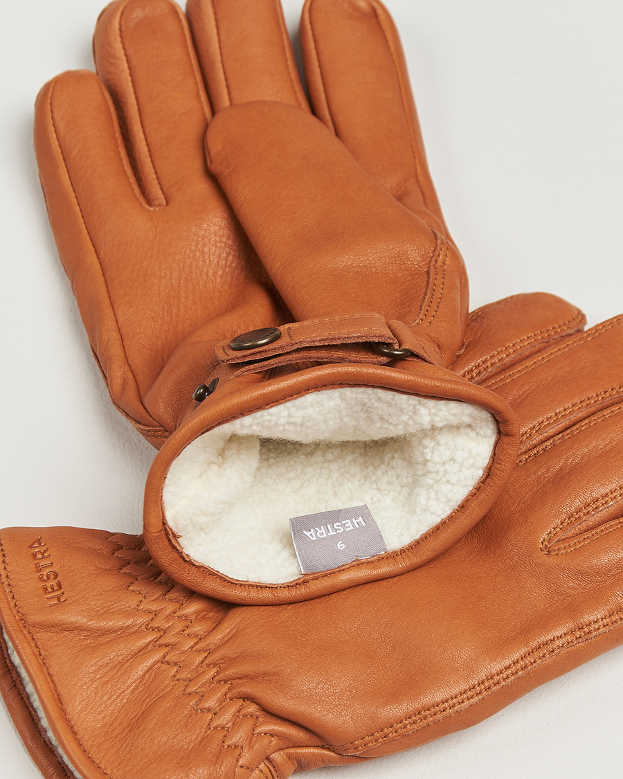 Men | Gloves | Hestra | Burensvik Deerskin Wool Pile Glove Cognac
