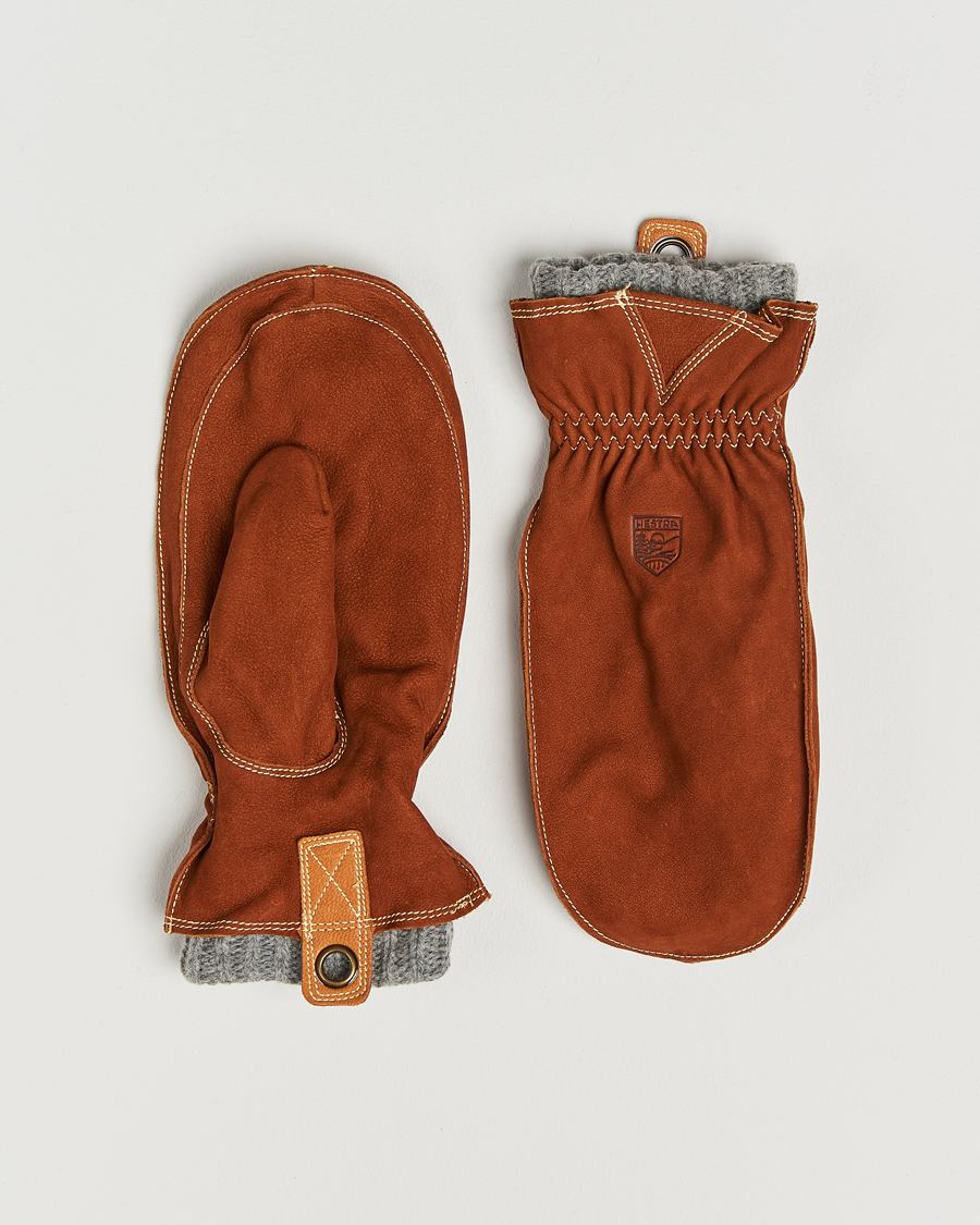 Men | Gloves | Hestra | Oden Nubuck Wool Lined Mitt Cognac