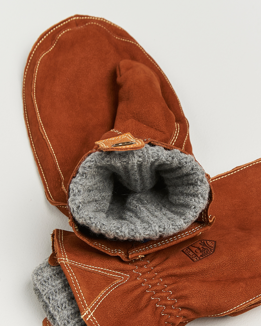 Men | Gloves | Hestra | Oden Nubuck Wool Lined Mitt Cognac