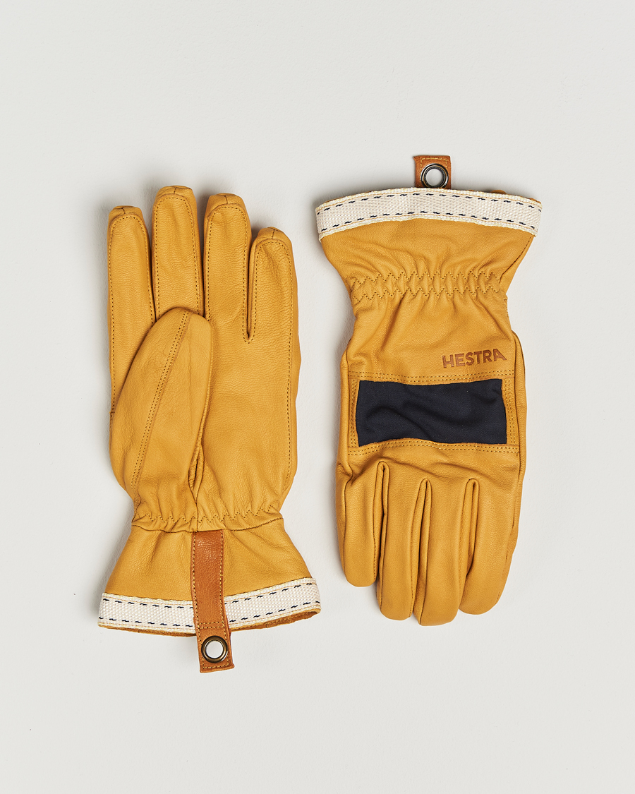 Men | Gloves | Hestra | Njord Lambskin Wool Lined Glove Navy/Natural Brown