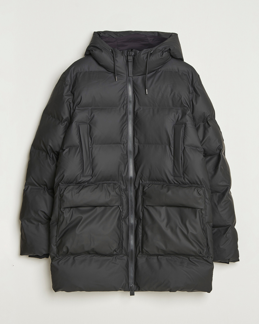 Men | Coats & Jackets | RAINS | Alta Long Puffer Cargo Jacket Black