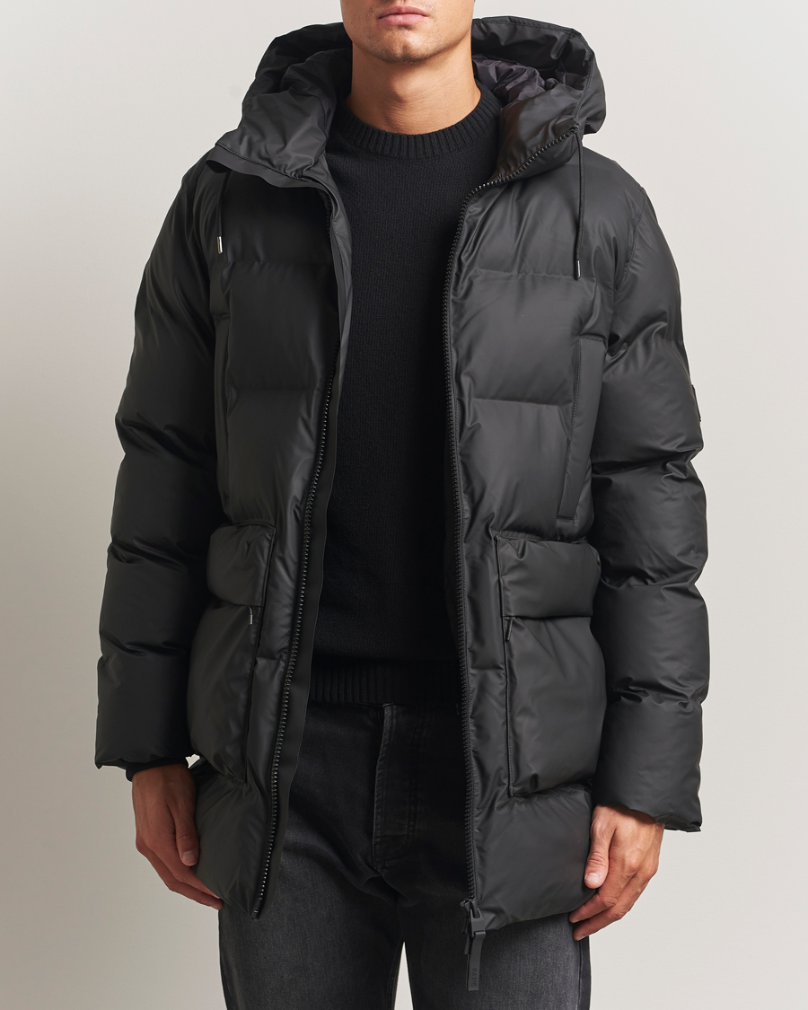 Men | Coats & Jackets | RAINS | Alta Long Puffer Cargo Jacket Black