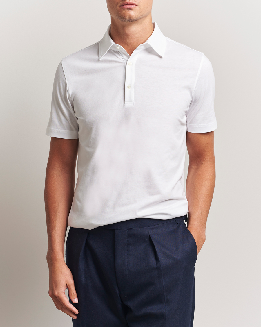 Men | Polo Shirts | Stenströms | Supima Cotton Polo Shirt White