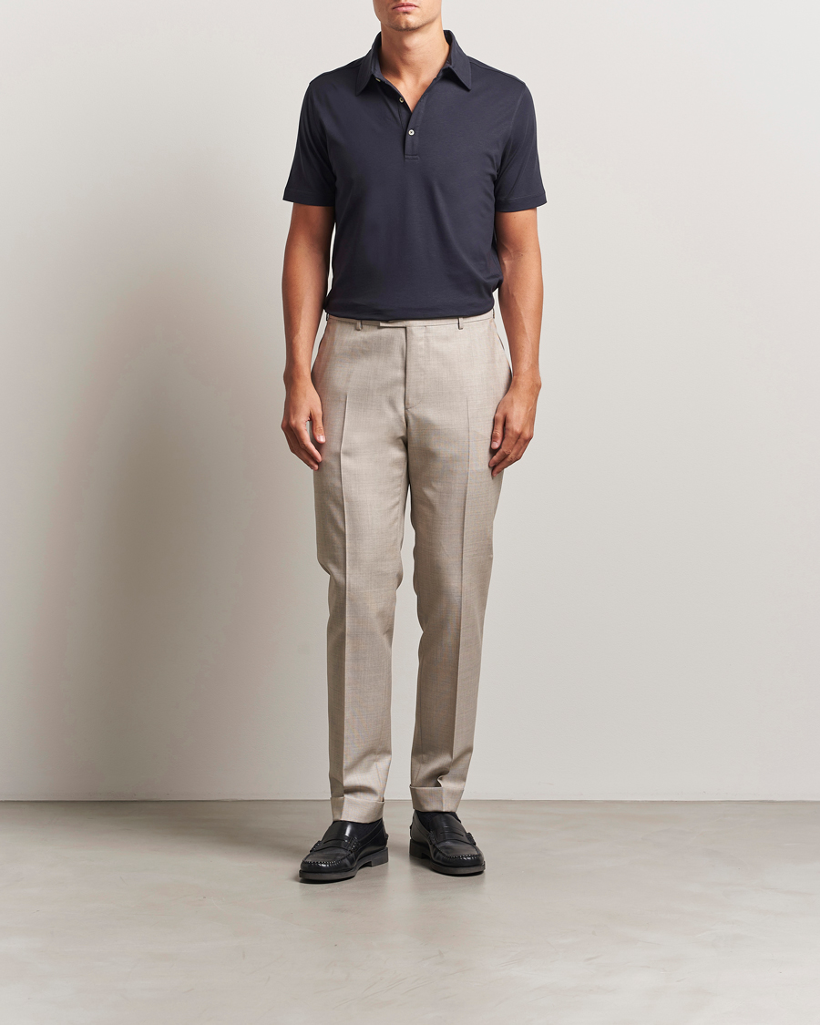 Men | Polo Shirts | Stenströms | Supima Cotton Polo Shirt Navy