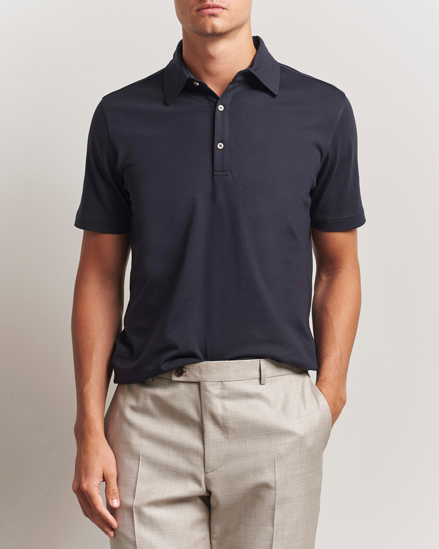 Men | Polo Shirts | Stenströms | Supima Cotton Polo Shirt Navy