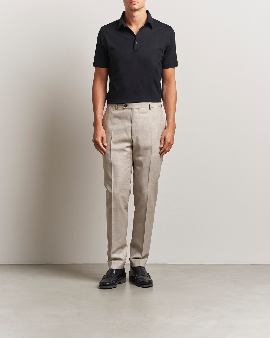 Men | Polo Shirts | Stenströms | Supima Cotton Polo Shirt Black