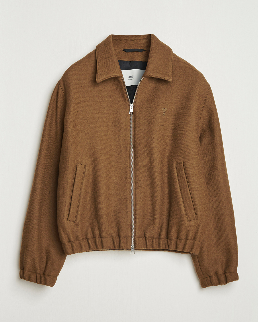 Men | Coats & Jackets | AMI | Boiled Wool Jacket Noisette