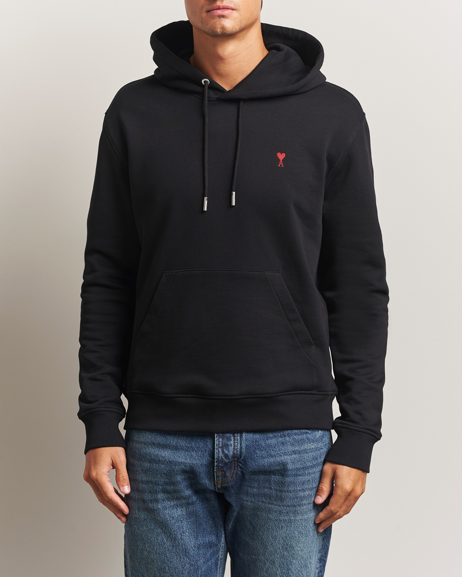Men | Sweaters & Knitwear | AMI | Heart Logo Hoodie Black