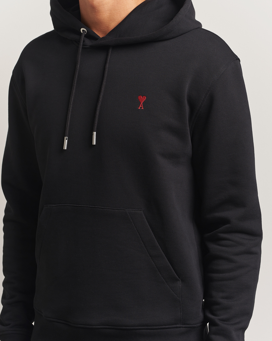 Men | Sweaters & Knitwear | AMI | Heart Logo Hoodie Black