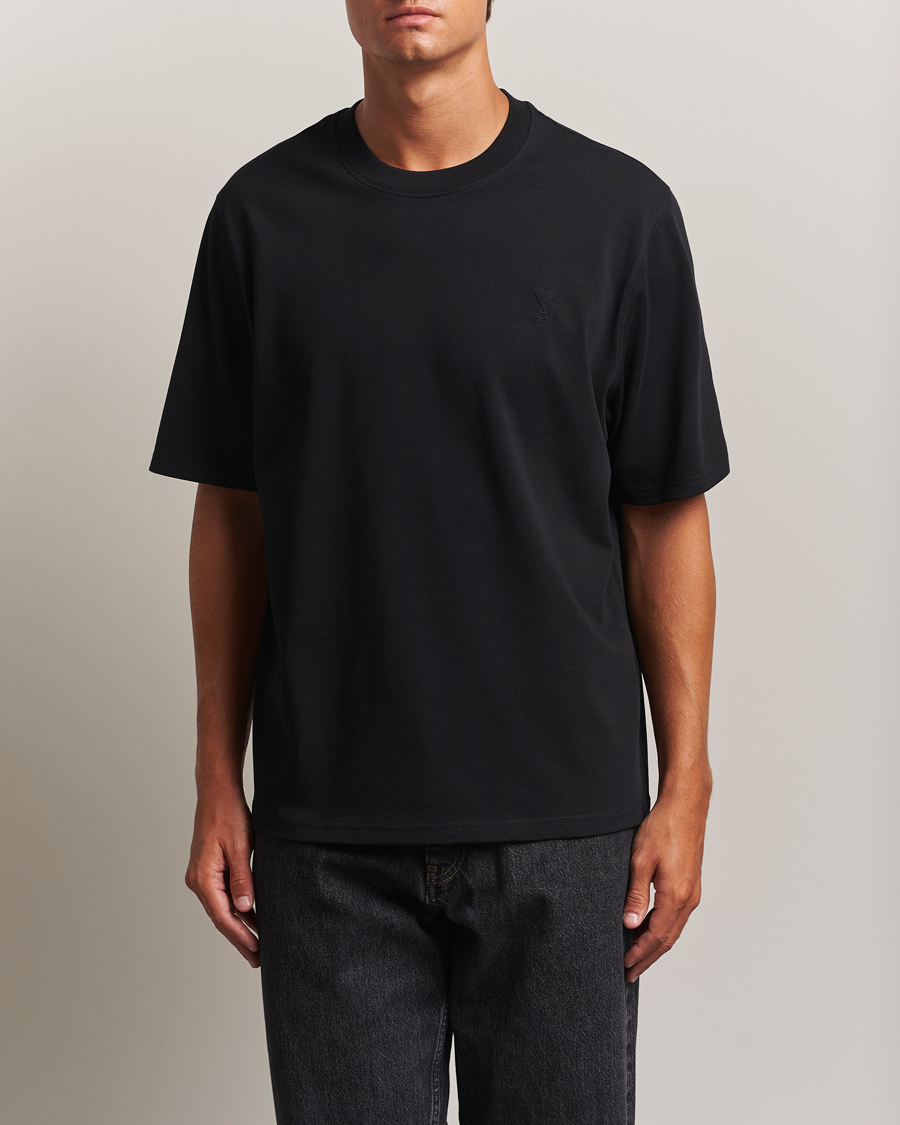 Men | T-Shirts | AMI | Tonal Heart Logo T-Shirt Black