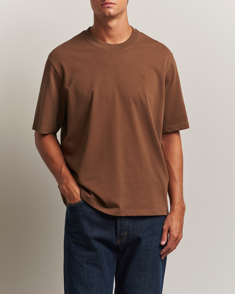 Men | T-Shirts | AMI | Tonal Heart Logo T-Shirt Noisette