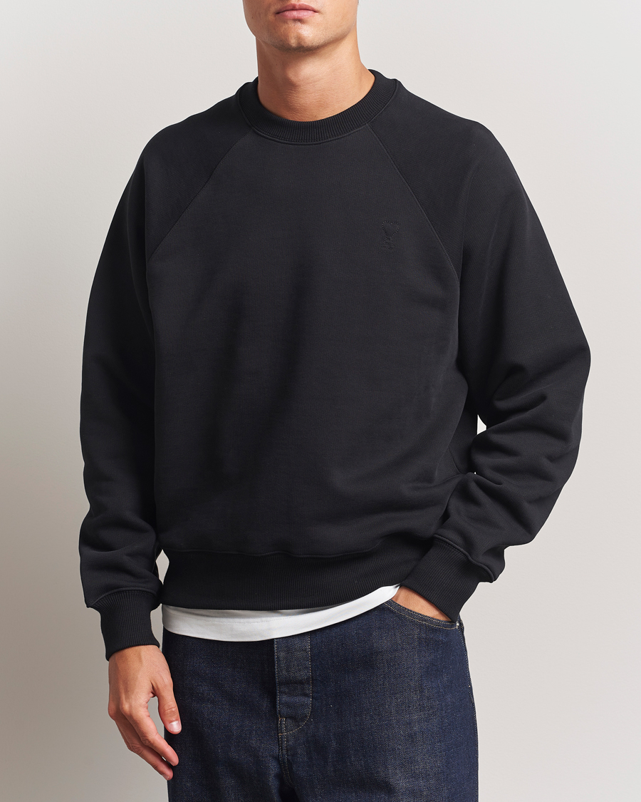 Men | Sweaters & Knitwear | AMI | Tonal Heart Logo Sweatshirt Black