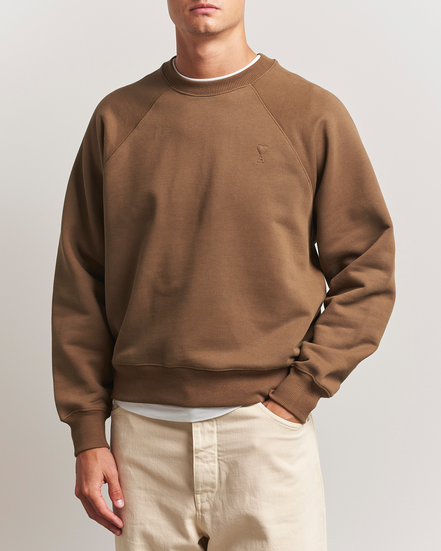 Men | Sweaters & Knitwear | AMI | Tonal Heart Logo Sweatshirt Noisette