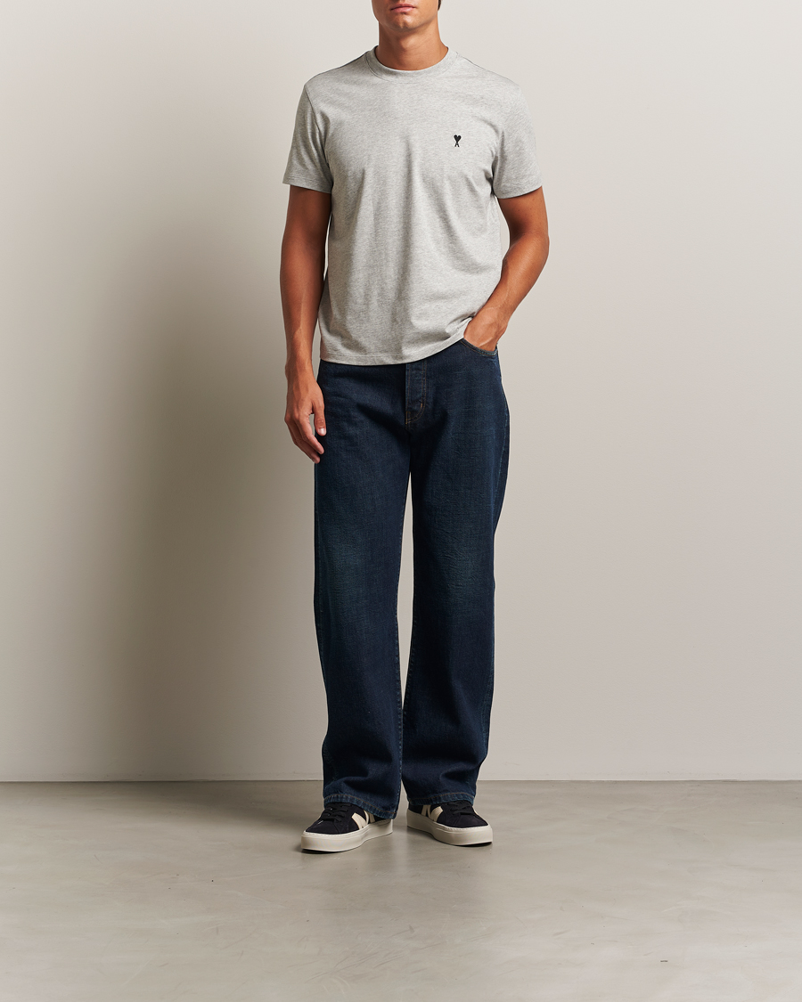 Men | T-Shirts | AMI | Black Heart Logo T-Shirt Grey Heather