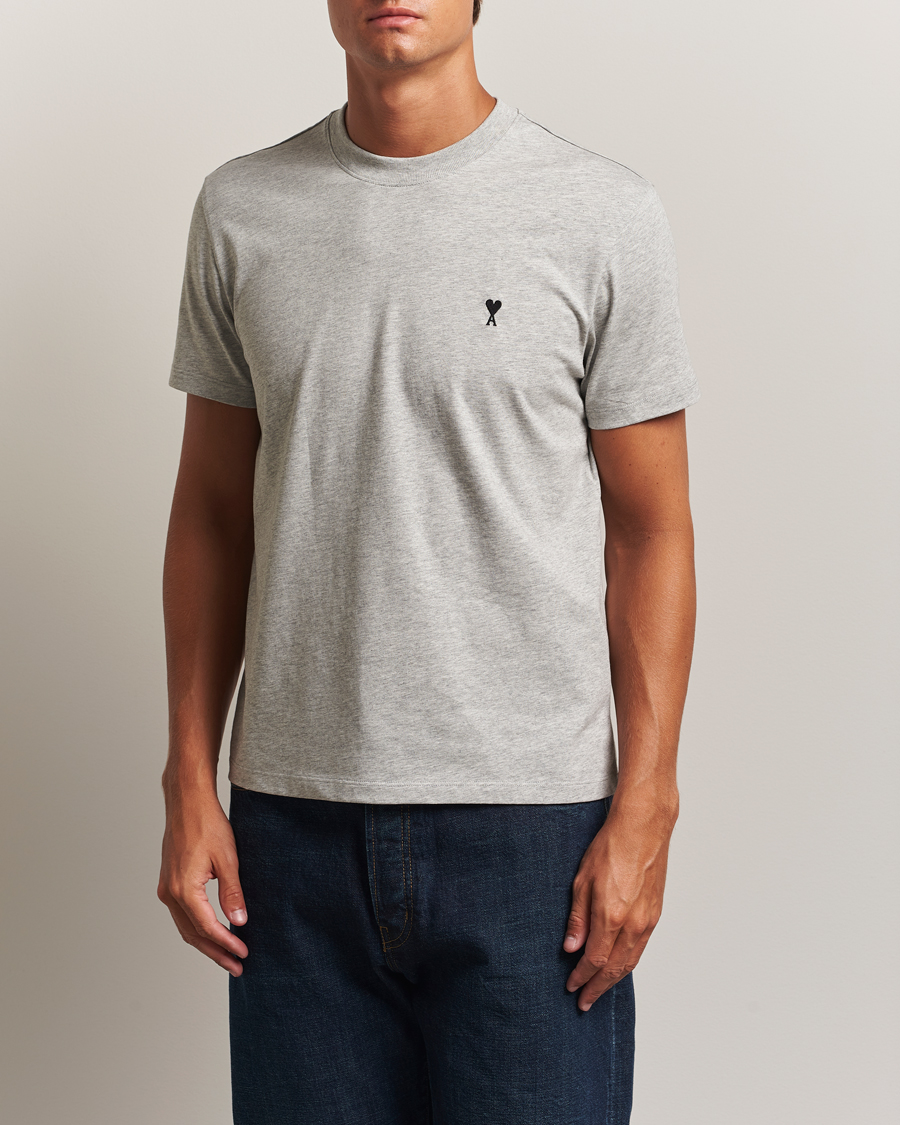 Men | T-Shirts | AMI | Black Heart Logo T-Shirt Grey Heather