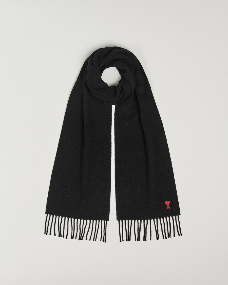 Men | Scarves | AMI | Heart Logo Scarf Black