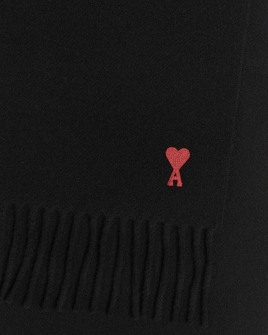Men | Scarves | AMI | Heart Logo Scarf Black