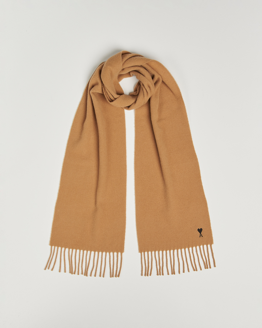 Men | AMI Heart Logo Scarf Camel | AMI | Heart Logo Scarf Camel