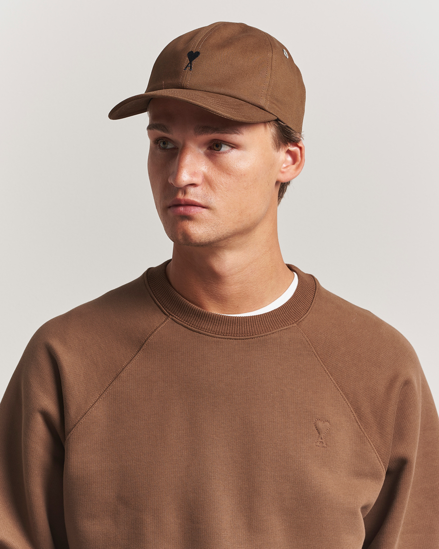 Men | Hats & Caps | AMI | Black Heart Logo Cap Noisette