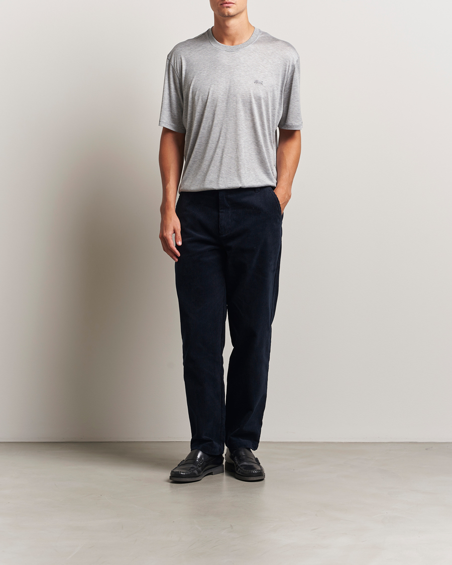 Men | T-Shirts | AMI | Signature Logo Mercerized T-Shirt Light Grey Melange
