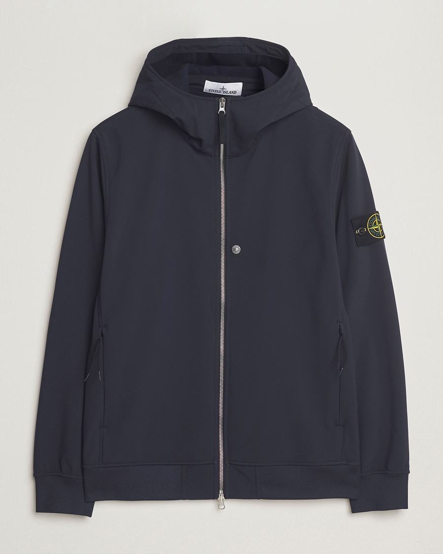 Men | Coats & Jackets | Stone Island | Soft Shell Re-Dyed Lined Hood Jacket Navy