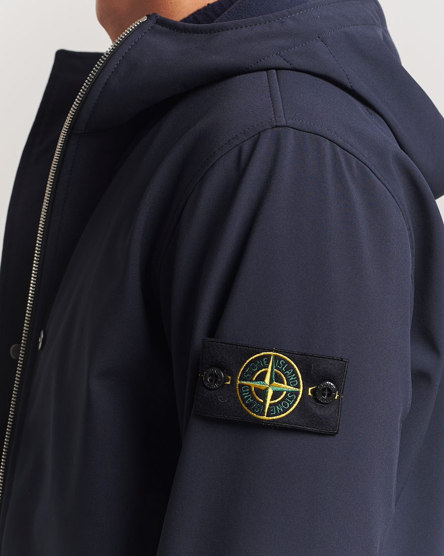 Men | Coats & Jackets | Stone Island | Soft Shell Re-Dyed Lined Hood Jacket Navy
