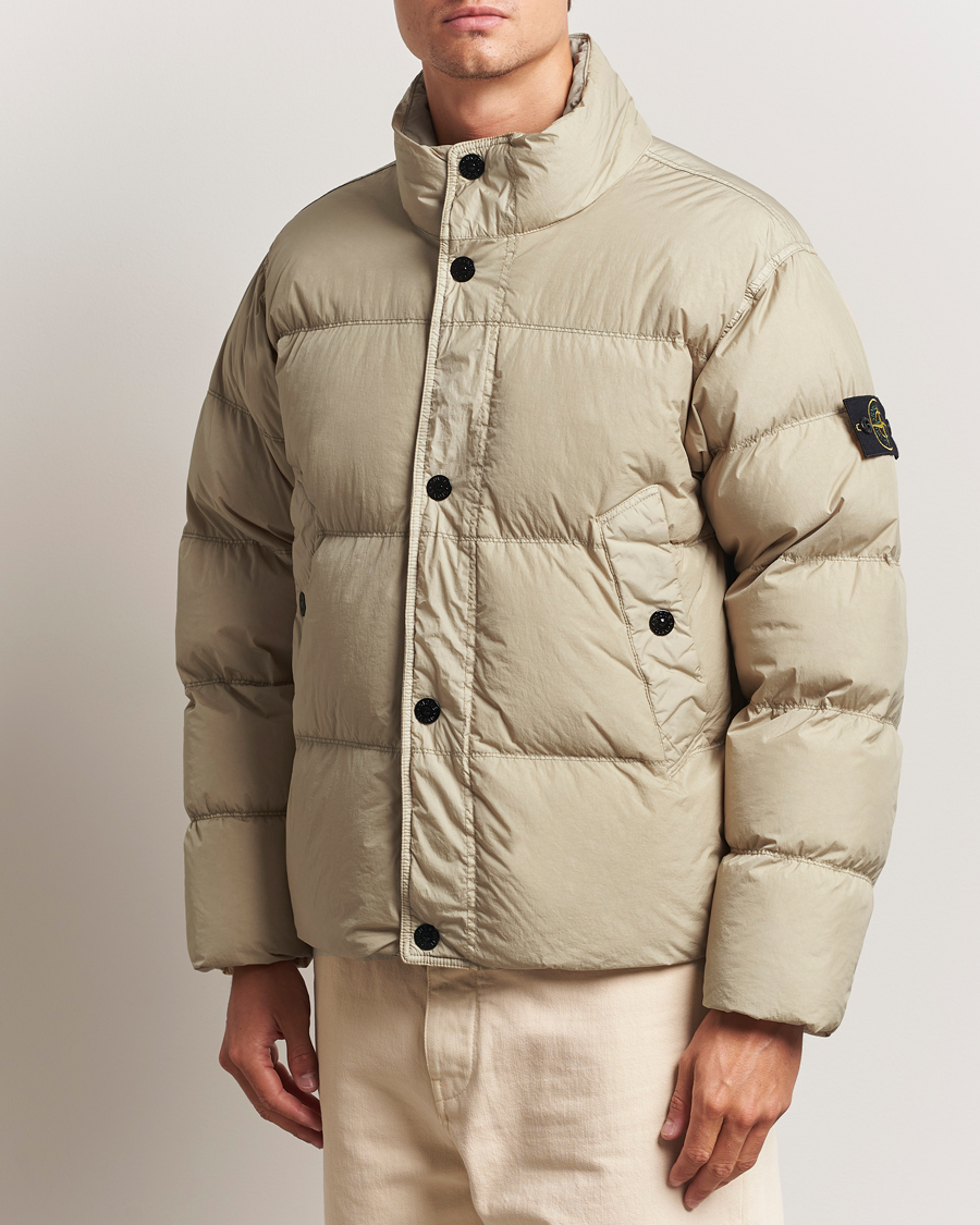 Stone Island Crinkle Reps Down Jacket Beige at CareOfCarl.com