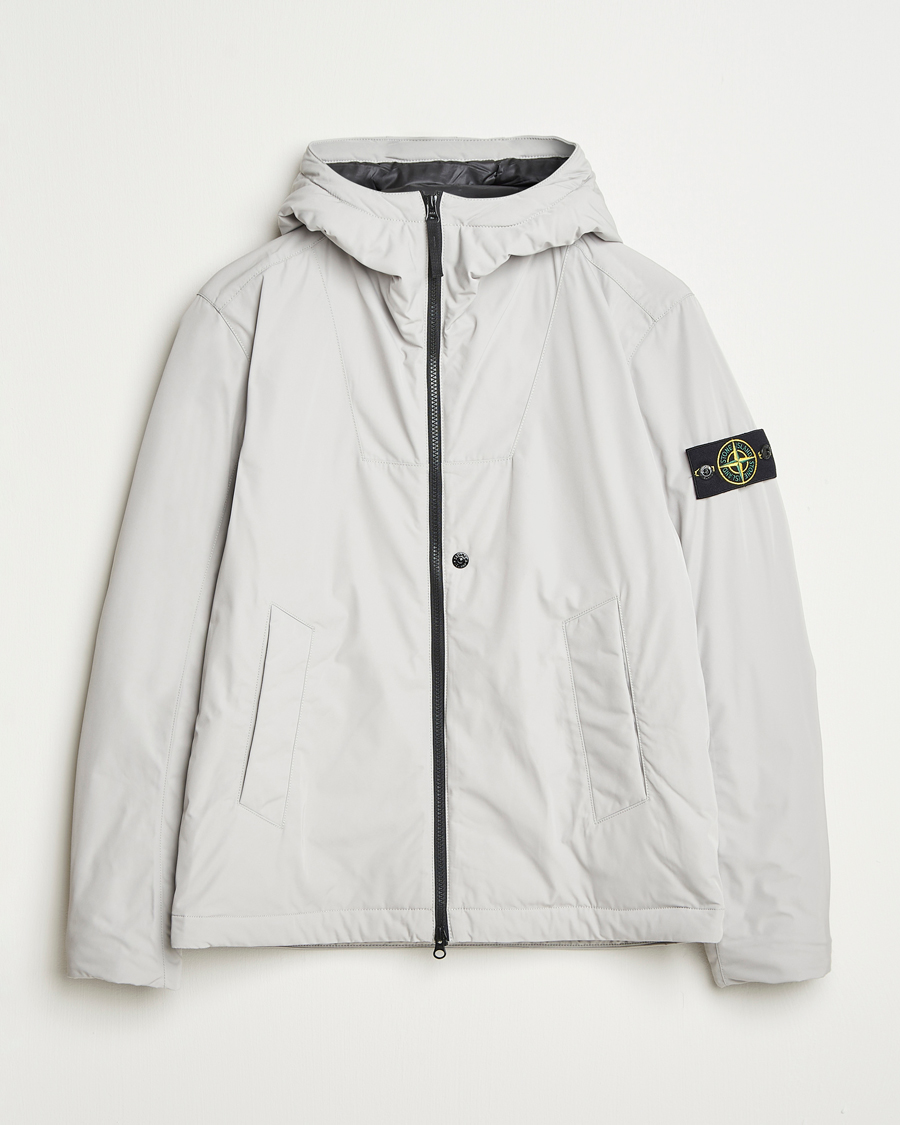 Men | Coats & Jackets | Stone Island | Micro Twill Primaloft Padded Hood Jacket Pearl Grey