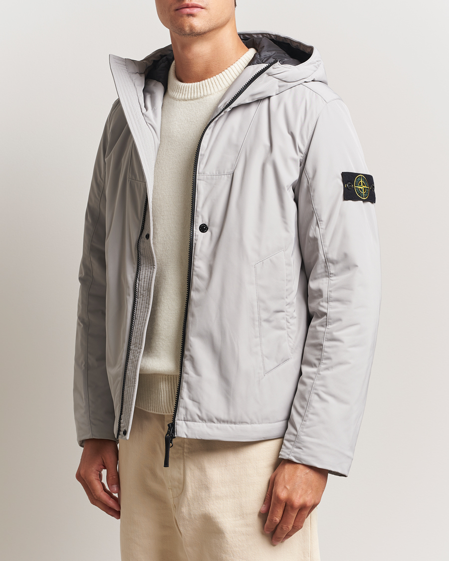 Men | Coats & Jackets | Stone Island | Micro Twill Primaloft Padded Hood Jacket Pearl Grey