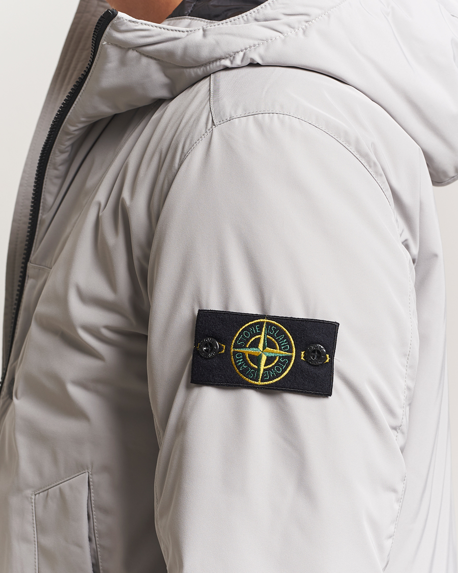 Men | Coats & Jackets | Stone Island | Micro Twill Primaloft Padded Hood Jacket Pearl Grey