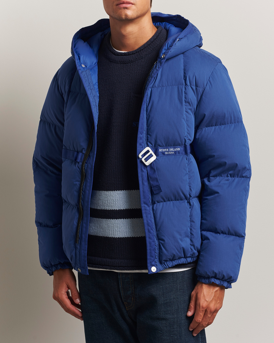 Men | Coats & Jackets | Stone Island | Marina Cotton/Nylon Tela Down Jacket Bright Blue