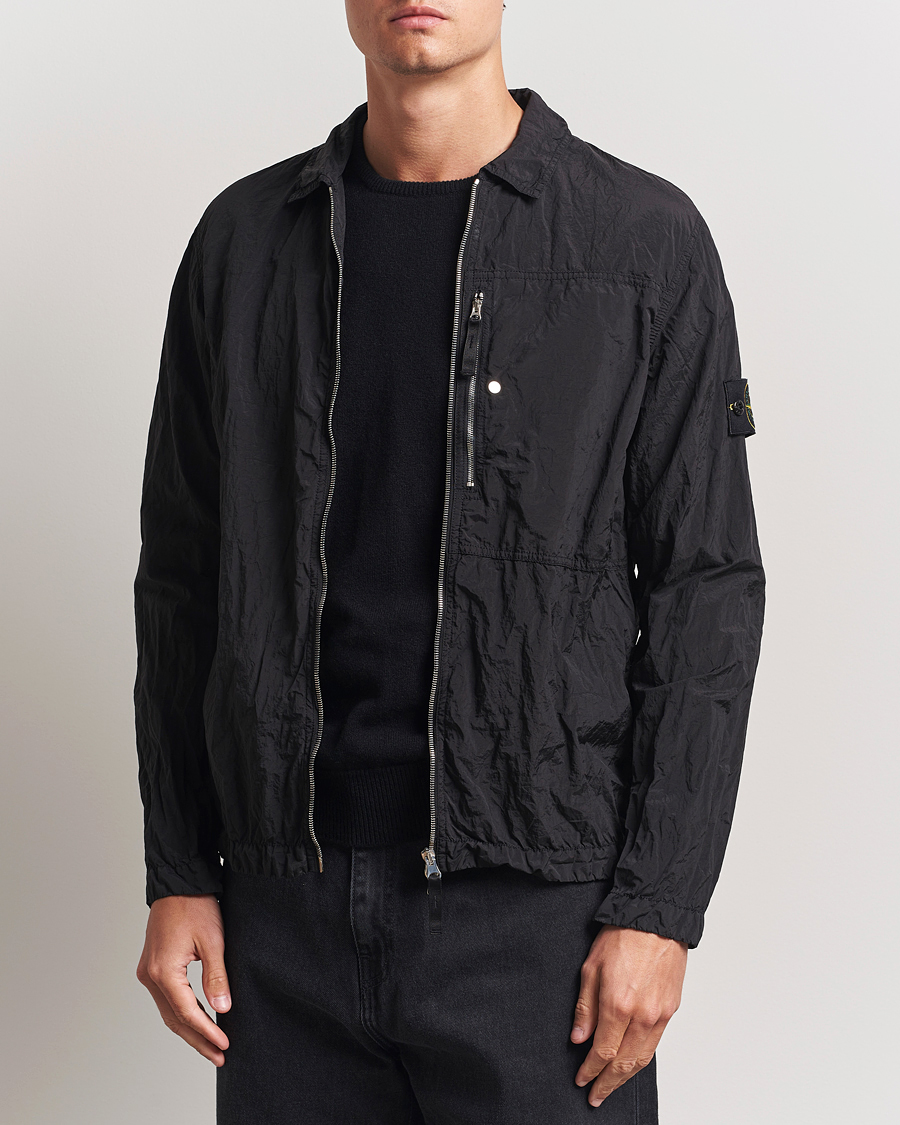 Men | Shirts | Stone Island | Nylon Metal Zip Overshirt Black