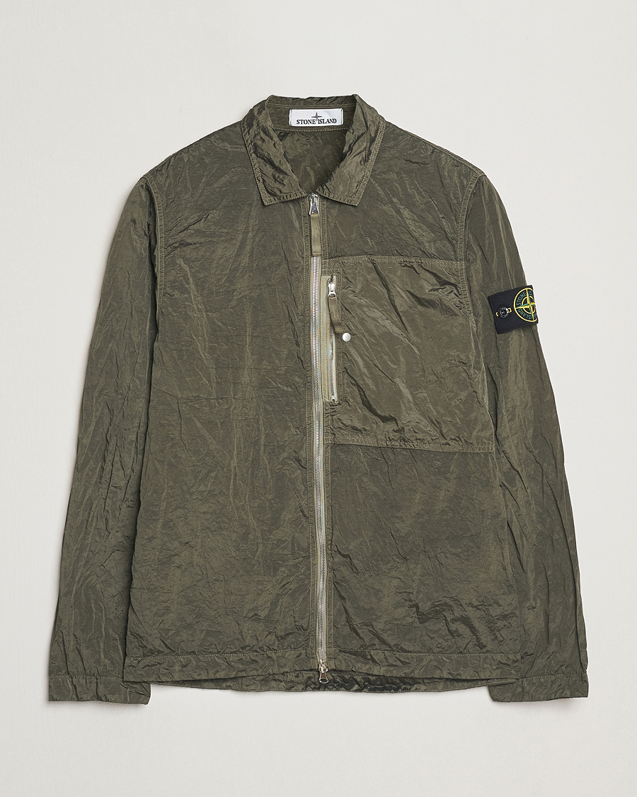 Men | Shirts | Stone Island | Nylon Metal Zip Overshirt Military Green