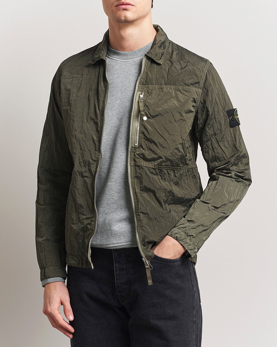 Men | Shirts | Stone Island | Nylon Metal Zip Overshirt Military Green