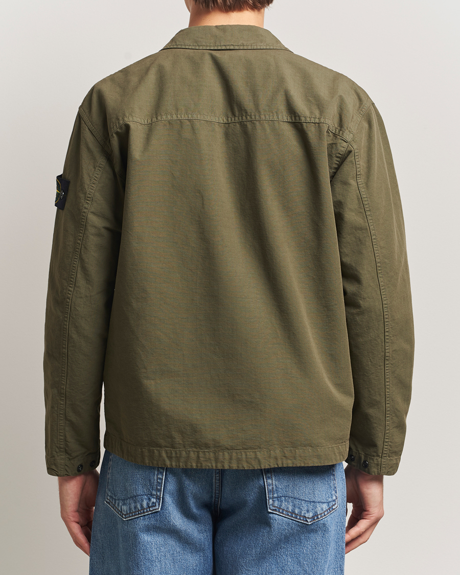 Men | Shirts | Stone Island | Organic Cotton Ripstop Overshirt Military Green